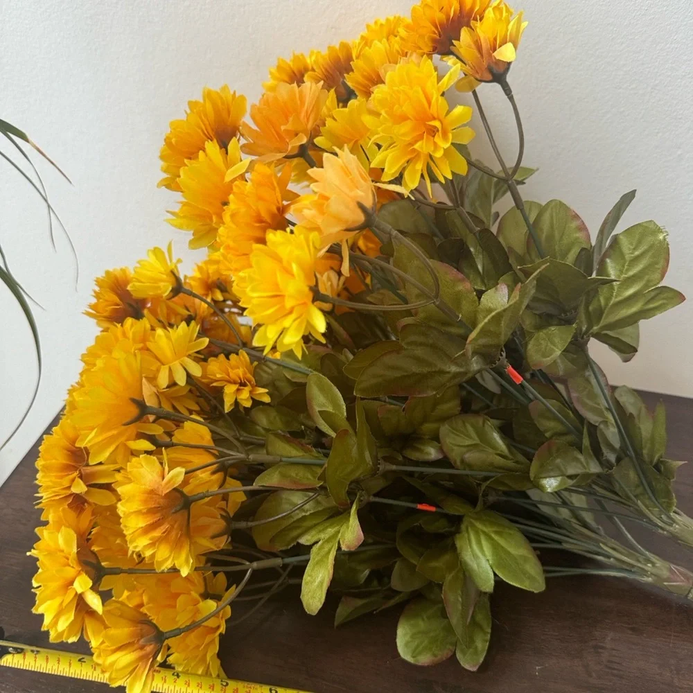 Hobby Lobby Yellow Mini Mum Bush Vibrant Yellow Artificial Flower set of 2